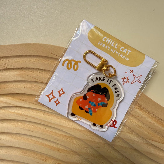 Chill Cat Epoxy Keychain