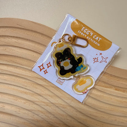 Eggy Cat Epoxy Keychain