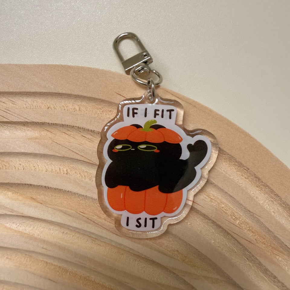 Pumpkin Cat Epoxy Keychain